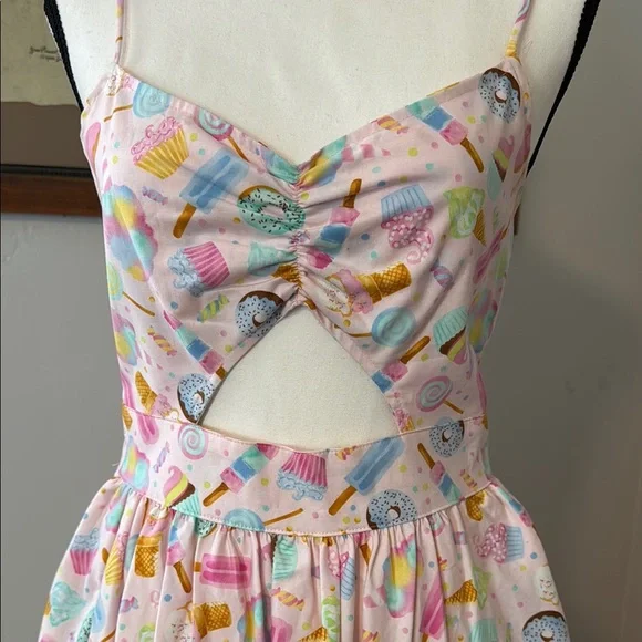 Colorful Retrolicious Ice Cream, Cupcake, Donut Cut-Out Spaghetti Strap Dress - Picture 5 of 7